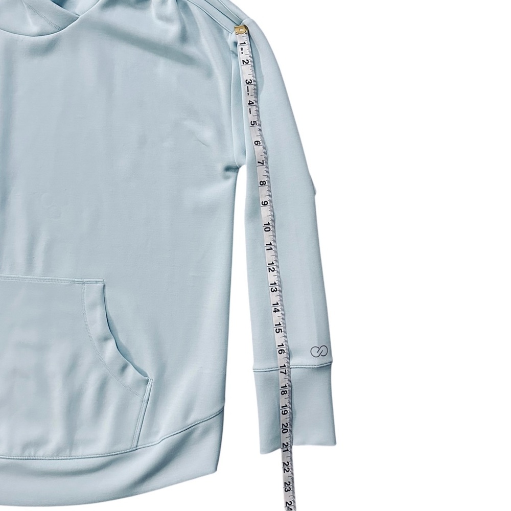 CALIA Ruched Shoulder Hoodie Oversized Sweatshirt Glacier Blue Size Medium - Picture 9 of 12